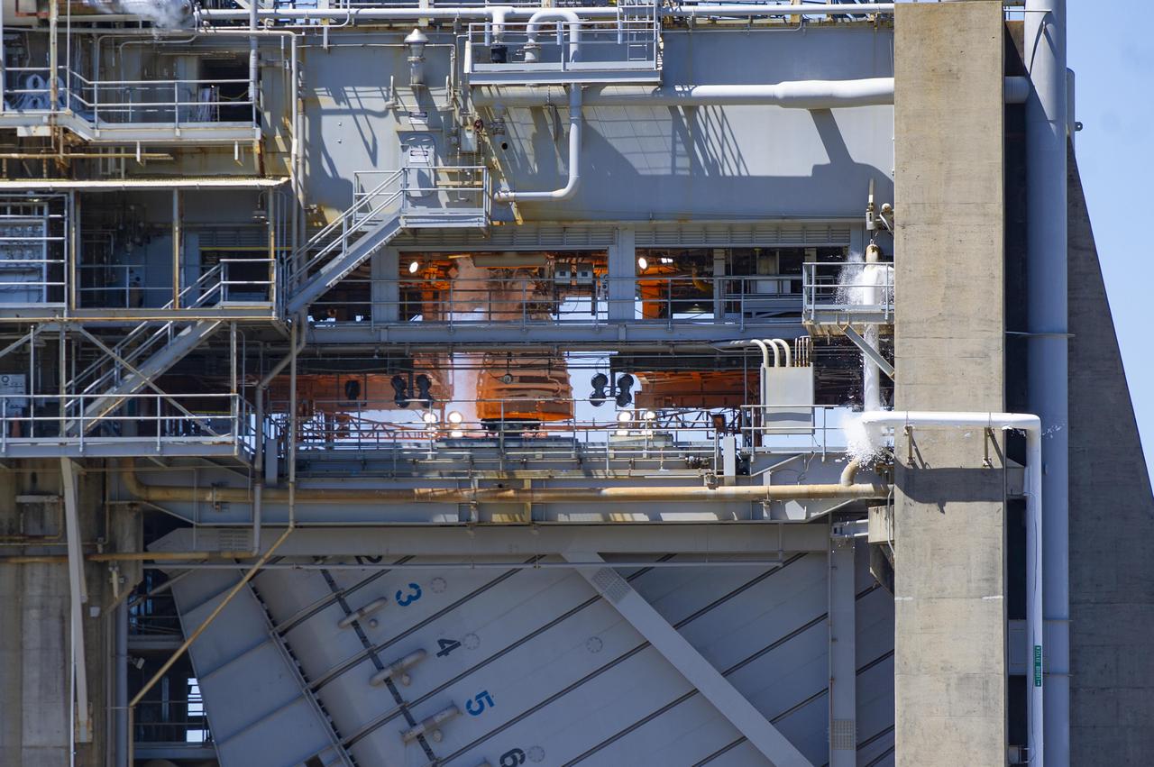 NASA conducted a full-duration RS-25 hot fire April 3 on the Fred Haise Test Stand at NASA’s Stennis Space Center near Bay St. Louis, Mississippi, achieving a major milestone for future Artemis flights of NASA’s SLS (Space Launch System) rocket. It marked the final test of a 12-test series to certify production of new RS-25 engines by lead contractor Aerojet Rocketdyne, an L3Harris Technologies company, to help power NASA’s SLS rocket on Artemis missions to the Moon and beyond, beginning with Artemis V.