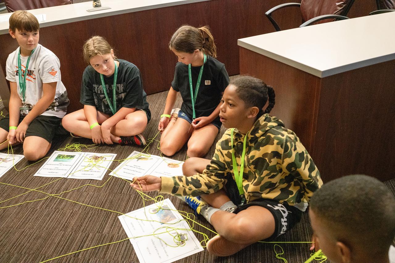Take Our Children to Work Day participants learn about the ocean’s ecosystem on June 27 during an activity conducted by representatives with Mississippi State University, Northern Gulf Institute, and the Alliance for System Safety of UAS through Research Excellence.