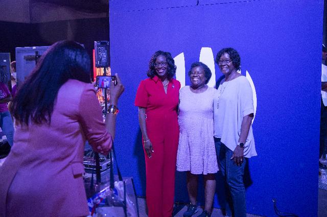 NASA Assistant Deputy Associate Administrator for the Moon to Mars Program Office Lakiesha Hawkins, left, takes a picture with attendees of the 30th annual ESSENCE Fest in New Orleans on July 5.