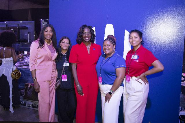NASA representatives are shown at the 30th annual ESSENCE Fest in New Orleans on July 5. Pictured left to right: Aya Collins, director of engagement; Michelle Bascoe, management analyst; Lakiesha Hawkins, assistant deputy associate administrator for the Moon to Mars Program Office; Zudayyah Taylor-Dunn, chief knowledge officer for Space Operations Mission Directorate; and Miyoshi Collins, program specialist.