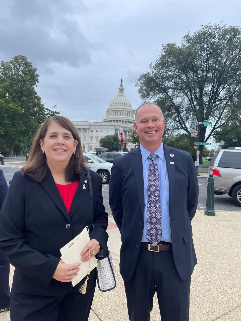 NASA Stennis Deputy Director Christine Powell, left, and NASA Stennis Director John Bailey stand near the United States Capitol during a visit to Washington, D.C. on Sept. 18. It marked the first visit to Capitol Hill for the leaders from NASA’s Stennis Space Center near Bay St. Louis, Mississippi, since being named to their current roles.  Following conversations with Mississippi and Louisiana congressional representatives and staffers, Bailey and Powell attended the Hidden Figures Congressional Gold Medal ceremony. The awards recognized the women who contributed to the U.S. space race, including the NASA mathematicians who helped land the first astronauts on the Moon under the agency’s Apollo Program. NASA Stennis, established in the 1960s, tested first and second stages of the Saturn V rocket for Apollo missions to the Moon. The south Mississippi NASA center continues supporting the NASA mission by testing engines and stages to help power the agency’s Artemis campaign to return astronauts to the Moon and beyond.