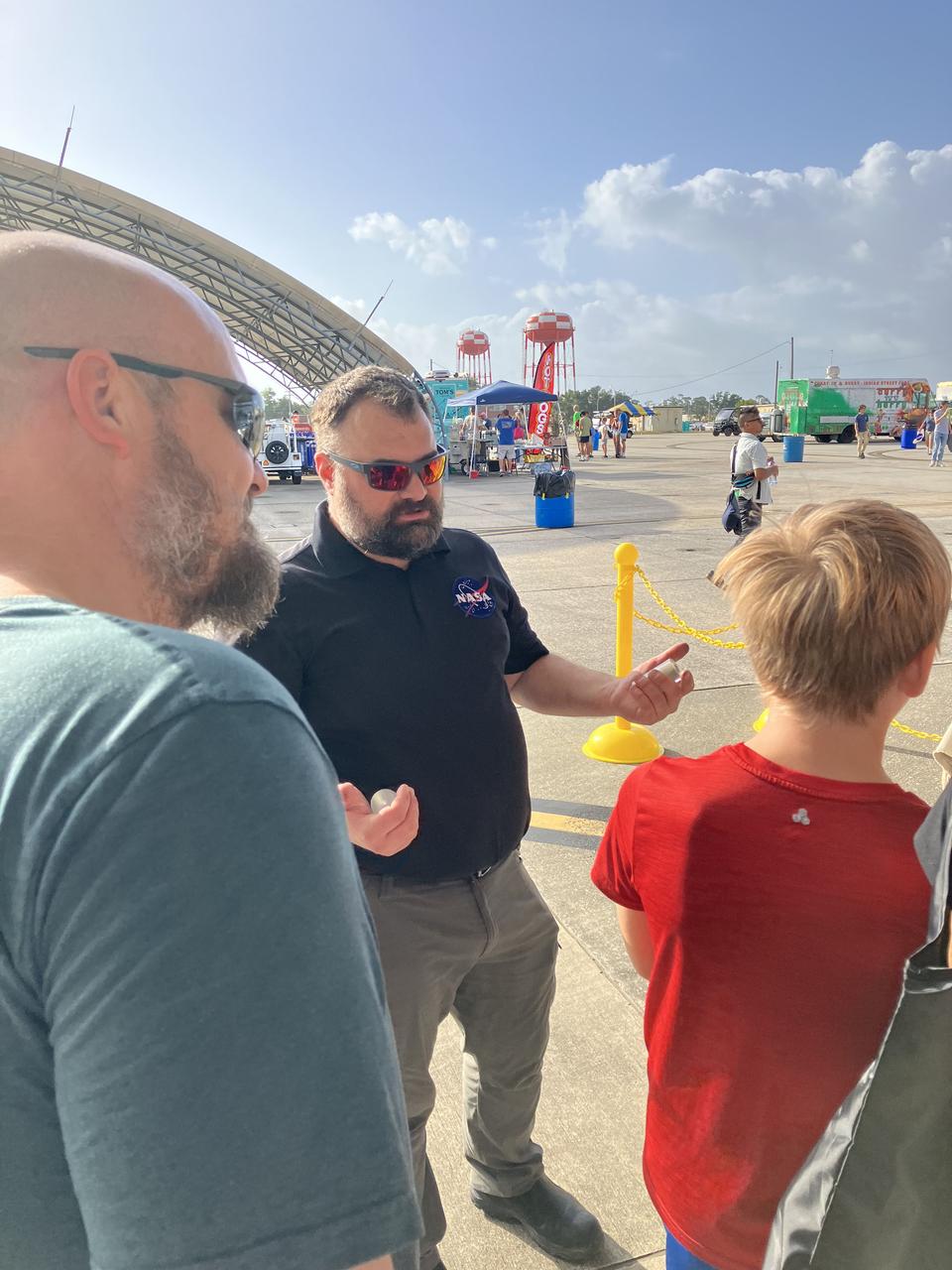 NASA Stennis representatives inspire the Artemis Generation at the NAS Pensacola Blue Angels Homecoming Air Show Nov. 1-2, following STEM engagement activities on Oct. 31. NASA’s exhibit at the air show honors the 55th anniversary of the Apollo 11 lunar landing and showcases the agency’s mission to inspire the world through discovery.
