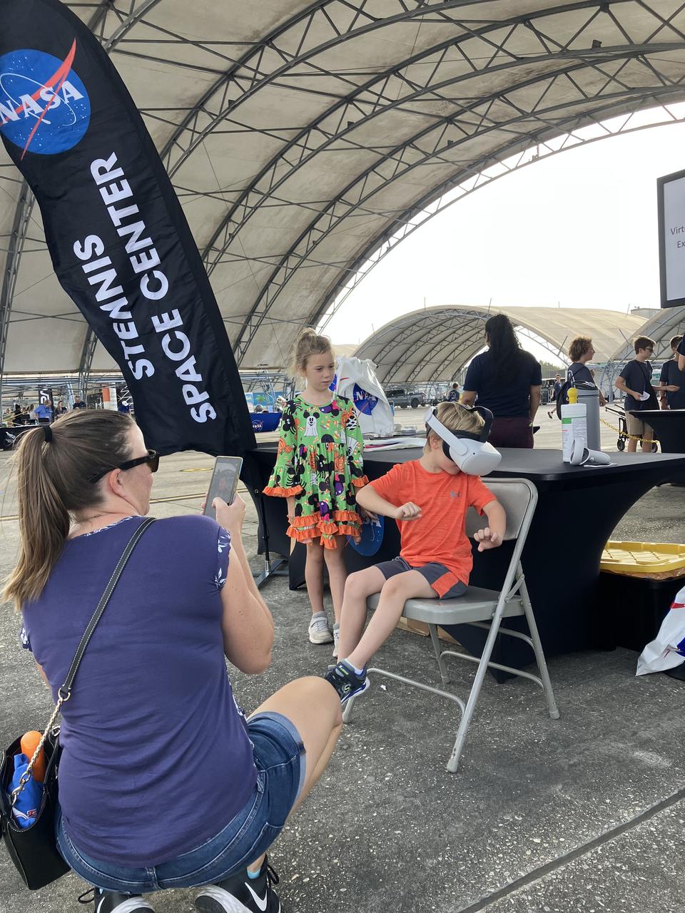 NASA Stennis representatives inspire the Artemis Generation at the NAS Pensacola Blue Angels Homecoming Air Show Nov. 1-2, following STEM engagement activities on Oct. 31. NASA’s exhibit at the air show honors the 55th anniversary of the Apollo 11 lunar landing and showcases the agency’s mission to inspire the world through discovery.