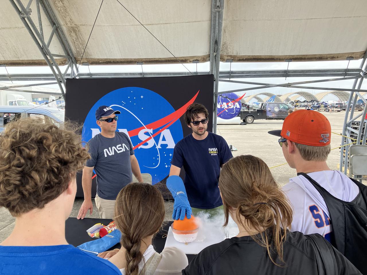 NASA Stennis representatives inspire the Artemis Generation at the NAS Pensacola Blue Angels Homecoming Air Show Nov. 1-2, following STEM engagement activities on Oct. 31. NASA’s exhibit at the air show honors the 55th anniversary of the Apollo 11 lunar landing and showcases the agency’s mission to inspire the world through discovery.