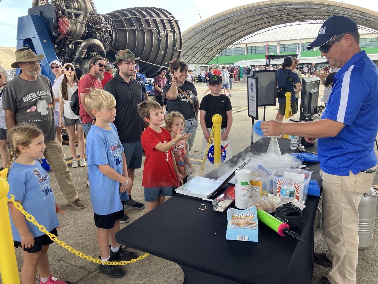 NASA Stennis representatives inspire the Artemis Generation at the NAS Pensacola Blue Angels Homecoming Air Show Nov. 1-2, following STEM engagement activities on Oct. 31. NASA’s exhibit at the air show honors the 55th anniversary of the Apollo 11 lunar landing and showcases the agency’s mission to inspire the world through discovery.