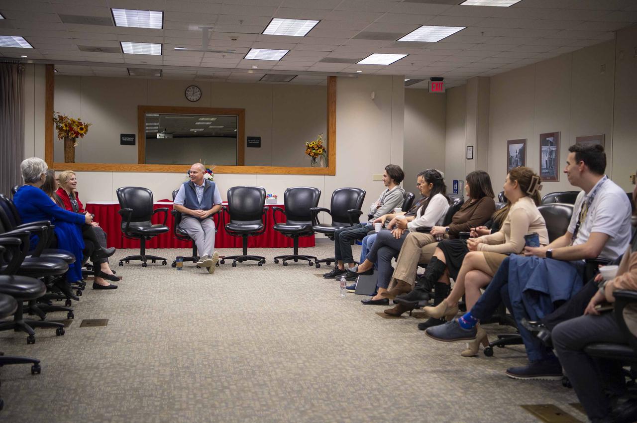 NASA Stennis Director John Bailey hosts a Java with John session on Dec. 10 with employees representing the Office of the Chief Financial Officer, Office of STEM Engagement, Office of Diversity and Equal Opportunity, Office of the Chief Human Capital Officer, and the center’s Autonomous Systems Laboratory team. Java with John is an employee-led discussion in a casual environment aimed at fostering a culture in which employees are welcome to share what matters most to them at work.
