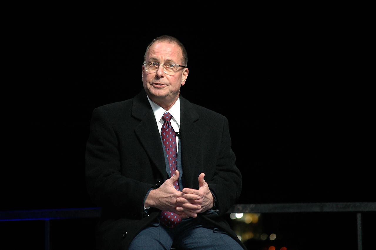 Stennis Space Center Director Rick Gilbrech participates in a press conference following the Green Run hot fire test of the core stage for NASA’s Space Launch System (SLS) rocket on Saturday, January 16, 2021. NASA conducted a hot fire test of the core stage’s four RS-25 engines on the B-2 Test Stand at Stennis Space Center near Bay St. Louis, Mississippi. Scheduled for as long as eight minutes, the engines fired for a little more than one minute to generate a combined 1.6 million pounds of thrust, just as will occur during an actual launch. The hot fire is the final test of the Green Run test series, a comprehensive assessment of the SLS core stage prior to launching the Artemis I mission to the Moon.