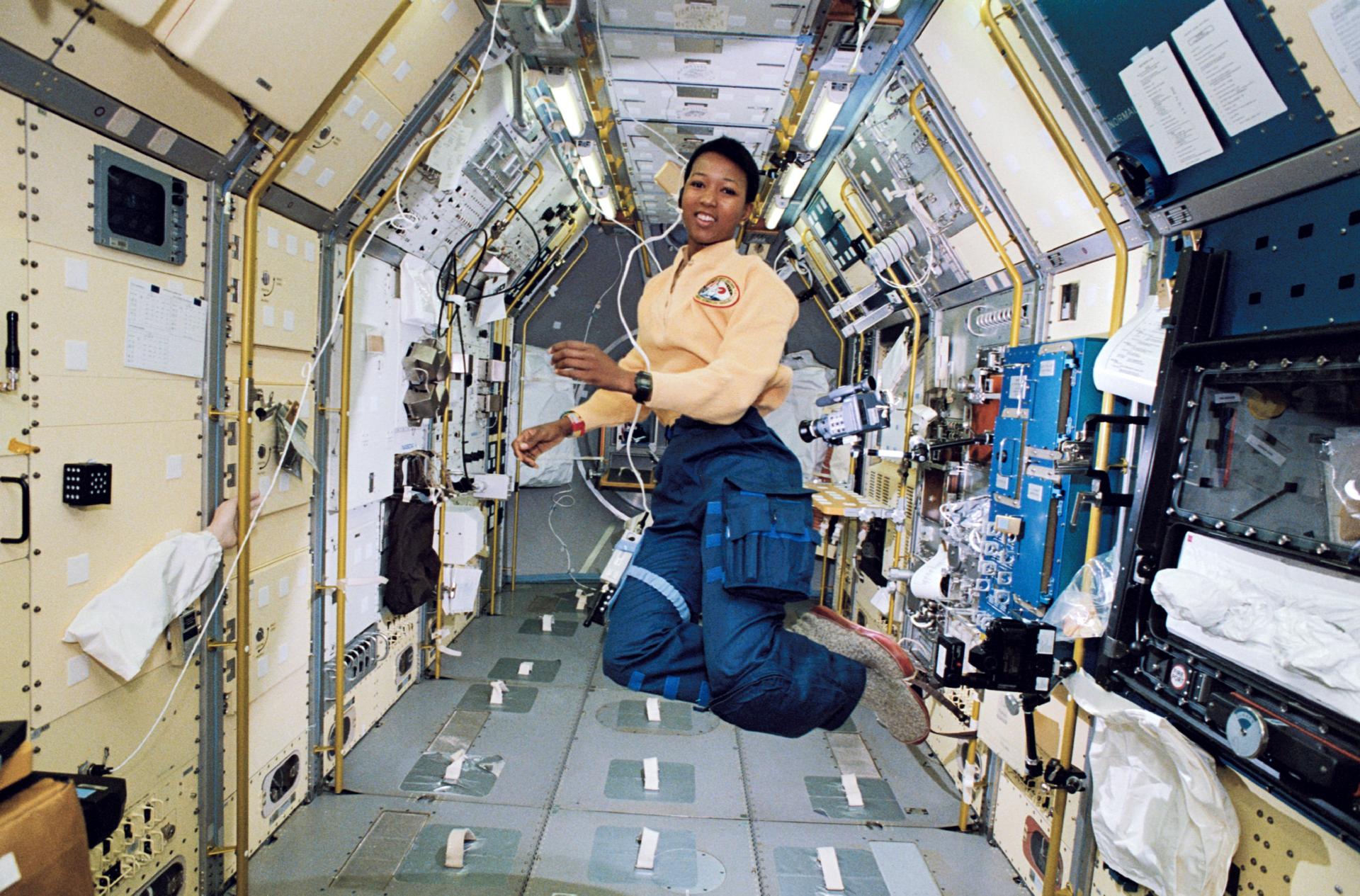 Astronaut Mae Jemison aboard the space shuttle