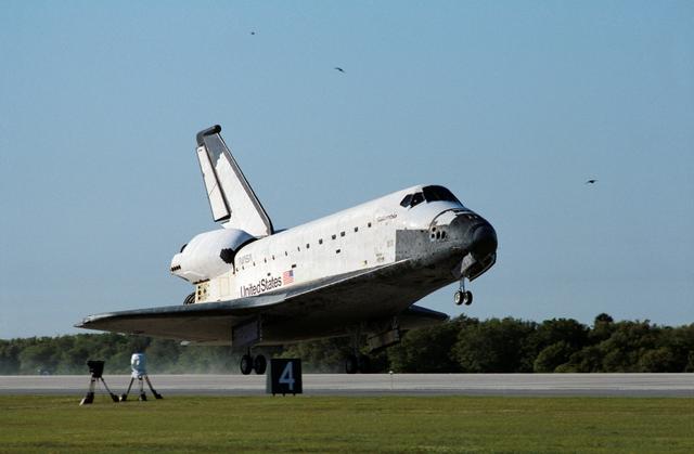 NASA image: Columbia just prior to touchdown, at the end of STS-62