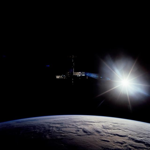 NASA image: Mir space station as seen from STS-63 Discovery