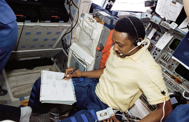 NASA image: Crew activity in the flight deck during first EVA of STS-72