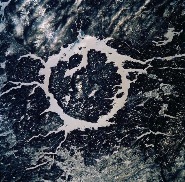 NASA image: "Earth observations of Lake Manicouagan,Quebec taken during STS-99"