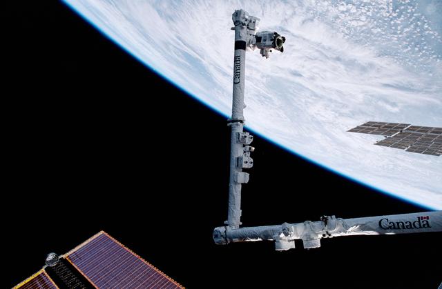 NASA image: View of the SSRMS against an Earth limb during STS-100