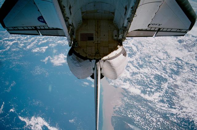 NASA image: The orbiter payload bay is photographed from U.S. Laboratory