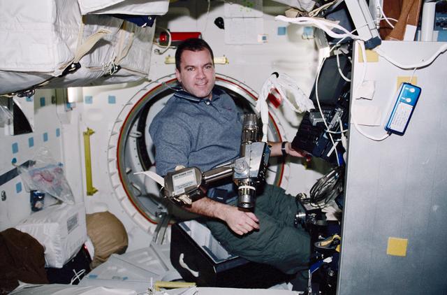 NASA image: Richards with PGT in the orbiter middeck