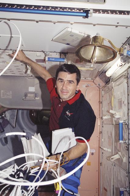 NASA image: MS Malenchenko poses for a photo in Node 1 during STS-106