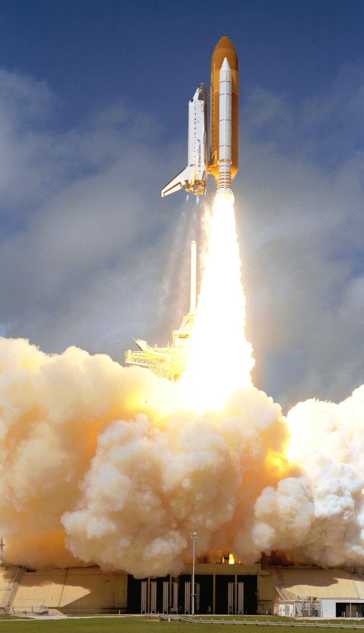 STS115-S-037 (9 Sept. 2006) --- The Space Shuttle Atlantis and its six-member crew launch at 11:15 a.m. (EDT) to begin the two-day journey to the International Space Station on the STS-115 mission. Atlantis is slated to dock with the station on Monday Sept. 11, 2006. During the 11-day mission, the STS-115 crew of six will resume construction of the station. The shuttle and station crews will work with ground teams to install a girder-like structure, known as the P3/P4 truss aboard the station. The 35,000-pound piece includes a set of giant solar arrays, batteries and associated electronics. The arrays eventually will double the station's power capability.