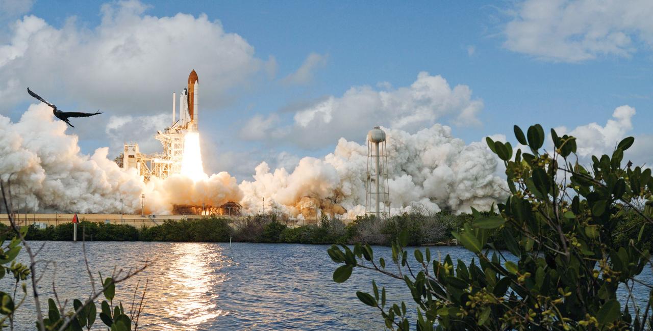 STS120-S-031 (23 Oct. 2007) --- The Space Shuttle Discovery and its seven-member STS-120 crew head toward Earth-orbit and a scheduled link-up with the International Space Station. Liftoff from Kennedy Space Center's launch pad 39A occurred at 11:38:19 a.m. (EDT). Onboard are astronauts Pam Melroy, commander; George Zamka, pilot; Scott Parazynski, Stephanie Wilson, Doug Wheelock, European Space Agency's (ESA) Paolo Nespoli and Daniel Tani, all mission specialists. Discovery will link up with the station on Thursday, Oct. 25, to begin a joint mission to continue construction by delivering the Italian-built U.S. Node 2, called Harmony. During the 14-day mission, the crew will install Harmony and move the P6 solar arrays to their permanent position and deploy them.