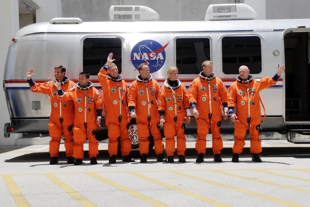 NASA image: STS-124 crew walkout to van