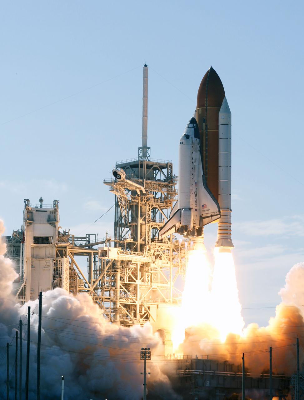 STS124-S-011 (31 May 2008) --- The Space Shuttle Discovery and its seven-member STS-124 crew head toward Earth-orbit and a scheduled link-up with the International Space Station (ISS). Liftoff from Kennedy Space Center's launch pad 39A occurred at 5:02 p.m. (EDT). The STS-124 mission is the 26th in the assembly of the International Space Station. It is the second of three flights launching components to complete JAXA's Kibo laboratory. During the mission, the shuttle crew will install Kibo's large Japanese Pressurized Module and its remote manipulator system. Onboard are astronauts Mark Kelly, commander; Ken Ham, pilot; Karen Nyberg, Mike Fossum, Ron Garan, Greg Chamitoff and Japan Aerospace Exploration Agency (JAXA) astronaut Akihiko Hoshide, all mission specialists. Chamitoff will join Expedition 17 in progress to serve as a flight engineer aboard the station.
