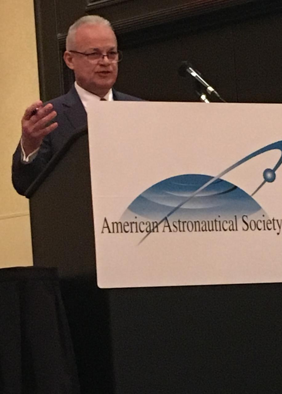 NASA Chief Technologist Douglas Terrier moderated the discussion “NASA Leadership in the Future of Science and Technology" during the AAS 55th Robert H. Goddard Memorial Symposium on March 8, 2017. Terrier was joined by Associate Administrator for Space Technology Steve Jurczyk, Chief Scientist Gale Allen and Associate Administrator for Science Thomas Zurbuchen.