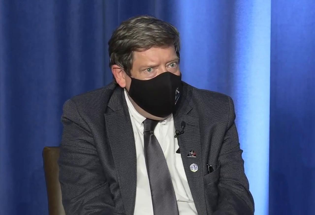 NASA leaders participated in a virtual press briefing following the Space Launch System core stage hot fire test at Stennis Space Center near Bay St. Louis, Mississippi, on March 18. The leaders fielded questions submitted by offsite media during the post-test session. Agency participants present at Stennis included Tom Whitmeyer, NASA deputy associate administrator for Exploration Systems Development.