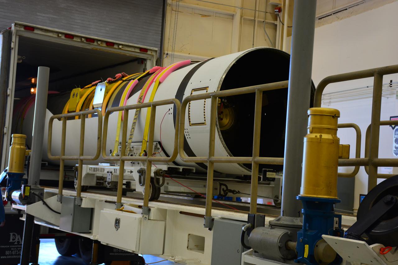 Inside Building 1555 at Vandenberg Air Force Base in California, technicians and engineers offload the first stage motor for the Orbital ATK Pegasus XL rocket which will launch eight NASA Cyclone Global Navigation Satellite System, or CYGNSS, spacecraft. When preparations are completed at Vandenberg, the rocket, with CYGNSS in its payload fairing, will be attached to the Orbital ATK L-1011 carrier aircraft and transported to NASA’s Kennedy Space Center in Florida. On Dec. 12, 2016, the carrier aircraft is scheduled to take off from the Skid Strip at Cape Canaveral Air Force Station and CYGNSS will launch on the Pegasus XL rocket with the L-1011 flying off shore. CYGNSS will make frequent and accurate measurements of ocean surface winds throughout the life cycle of tropical storms and hurricanes. The data that CYGNSS provides will enable scientists to probe key air-sea interaction processes that take place near the core of storms, which are rapidly changing and play a critical role in the beginning and intensification of hurricanes.