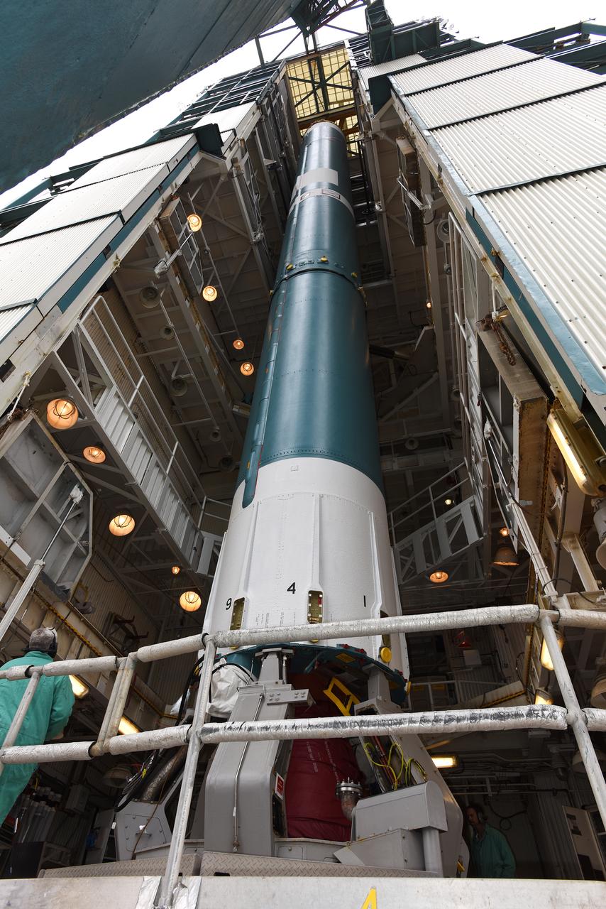 At Vandenberg Air Force Base in California, a United Launch Alliance Delta II rocket stands at Space Launch Complex 2 as preparations are continuing for launch of the Joint Polar Satellite System (JPSS-1) spacecraft on March 27, 2017. JPSS-1 is part of the next-generation environmental satellite system, a collaborative program between the National Oceanic and Atmospheric Administration (NOAA) and NASA. 