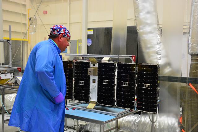 NASA image: Pegasus XL CYGNSS Solar Panel Deployment and Illumination Test