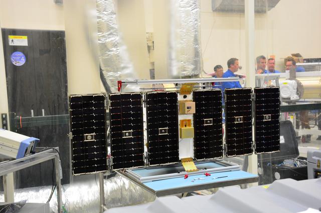 NASA image: Pegasus XL CYGNSS Solar Panel Deployment and Illumination Test