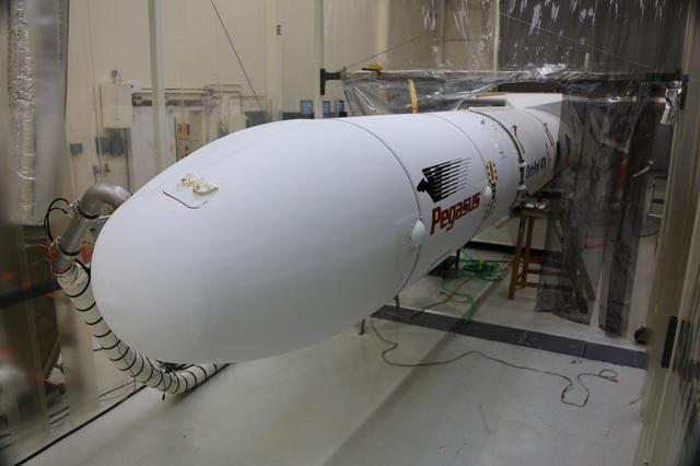 NASA image: Pegasus XL CYGNSS Fairing Mate Complete