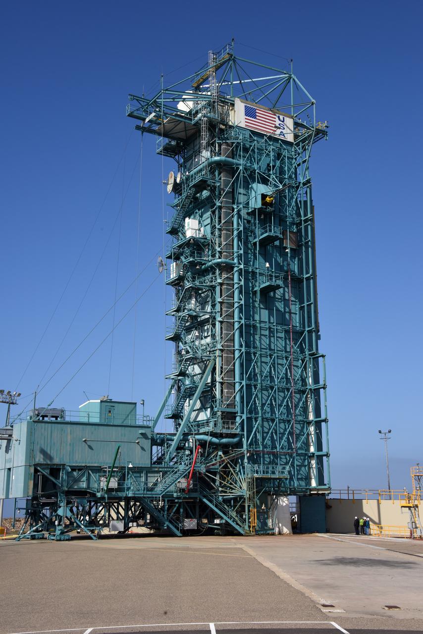 At Space Launch Complex 2 at Vandenberg Air Force Base in California, a United Launch Alliance Delta II rocket is being prepared to launch the Joint Polar Satellite System-1 (JPSS-1) later this year. JPSS, a next-generation environmental satellite system, is a collaborative program between the National Oceanic and Atmospheric Administration (NOAA) and NASA.