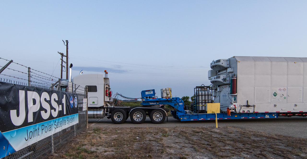 The Joint Polar Satellite System-1, or JPSS-1, arrives at the Astrotech Processing Facility at Vandenberg Air Force Base in California. JPSS is the first in a series four next-generation environmental satellites in a collaborative program between the National Oceanic and Atmospheric Administration (NOAA) and NASA. The satellite is scheduled to liftoff Nov. 10, 2017 atop a United Launch Alliance Delta II rocket.