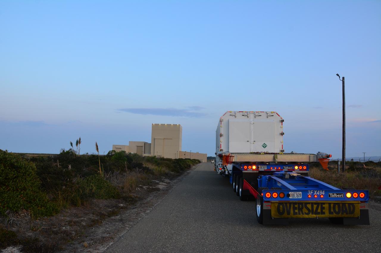 The Joint Polar Satellite System-1, or JPSS-1, arrives at the Astrotech Processing Facility at Vandenberg Air Force Base in California. JPSS is the first in a series four next-generation environmental satellites in a collaborative program between the National Oceanic and Atmospheric Administration (NOAA) and NASA. The satellite is scheduled to liftoff later this year atop a United Launch Alliance Delta II rocket.