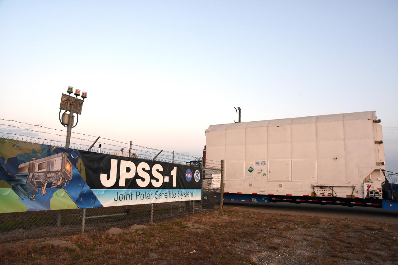 The Joint Polar Satellite System-1, or JPSS-1, arrives at the Astrotech Processing Facility at Vandenberg Air Force Base in California. JPSS is the first in a series four next-generation environmental satellites in a collaborative program between the National Oceanic and Atmospheric Administration (NOAA) and NASA. The satellite is scheduled to liftoff Nov. 10, 2017 atop a United Launch Alliance Delta II rocket.