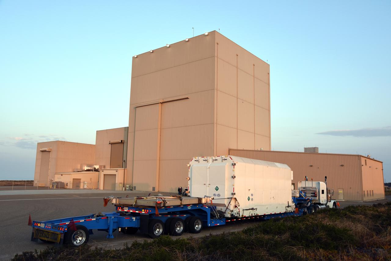 The Joint Polar Satellite System-1, or JPSS-1, arrives at the Astrotech Processing Facility at Vandenberg Air Force Base in California. JPSS is the first in a series four next-generation environmental satellites in a collaborative program between the National Oceanic and Atmospheric Administration (NOAA) and NASA. The satellite is scheduled to liftoff Nov. 10, 2017 atop a United Launch Alliance Delta II rocket.
