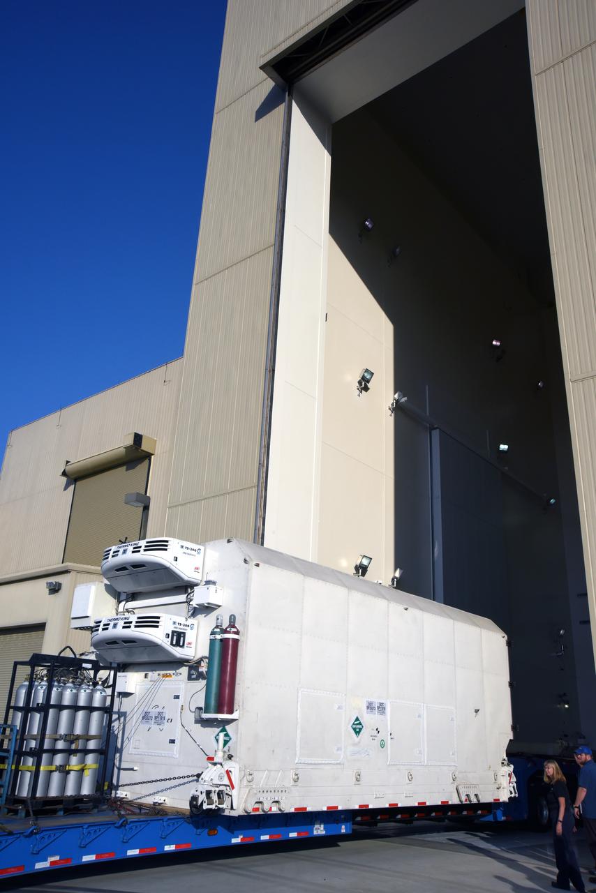 The Joint Polar Satellite System-1, or JPSS-1, arrives at the Astrotech Processing Facility at Vandenberg Air Force Base in California. JPSS is the first in a series four next-generation environmental satellites in a collaborative program between the National Oceanic and Atmospheric Administration (NOAA) and NASA. The satellite is scheduled to liftoff Nov. 10, 2017 atop a United Launch Alliance Delta II rocket.