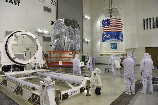 NASA image: JPSS-1 Spacecraft Canning and Lift to Transport Trailer