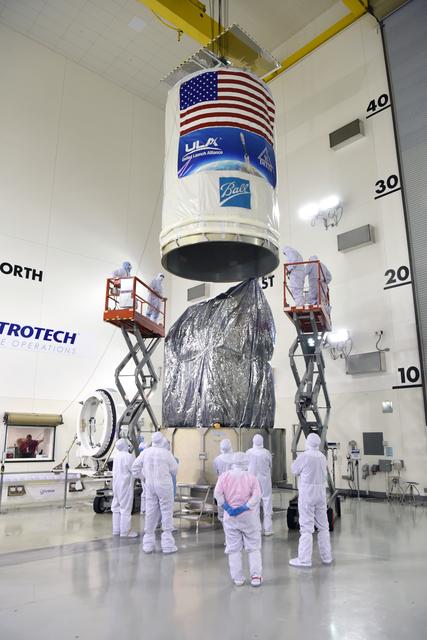 NASA image: JPSS-1 Spacecraft Canning and Lift to Transport Trailer