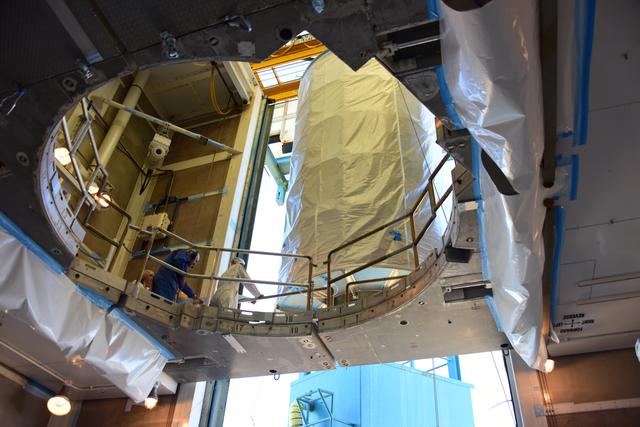 NASA image: JPSS-1 Spacecraft Transport to SLC-2, Lift & Mate to Delta II 