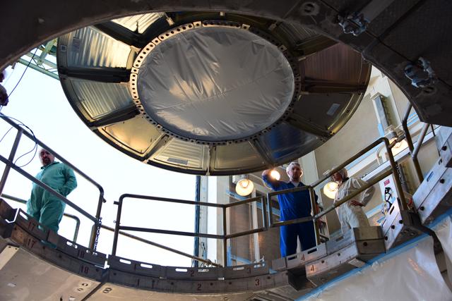 NASA image: JPSS-1 Spacecraft Transport to SLC-2, Lift & Mate to Delta II 