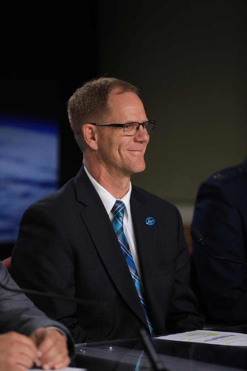 At Vandenberg Air Force Base in California, Scott Messer, United Launch Alliance program manager for NASA missions, speaks to members of the media at a prelaunch news conference for the Joint Polar Satellite System-1, or JPSS-1. Built by Ball Aerospace and Technologies Corp. of Boulder, Colorado, JPSS is the first in a series four next-generation environmental satellites in a collaborative program between the NOAA and NASA. Liftoff atop a United Launch Alliance Delta II rocket is scheduled to take place from Vandenberg's Space Launch Complex 2 at 1:47 a.m. PST (4:47 a.m. EST), on Nov. 14, 2017.
