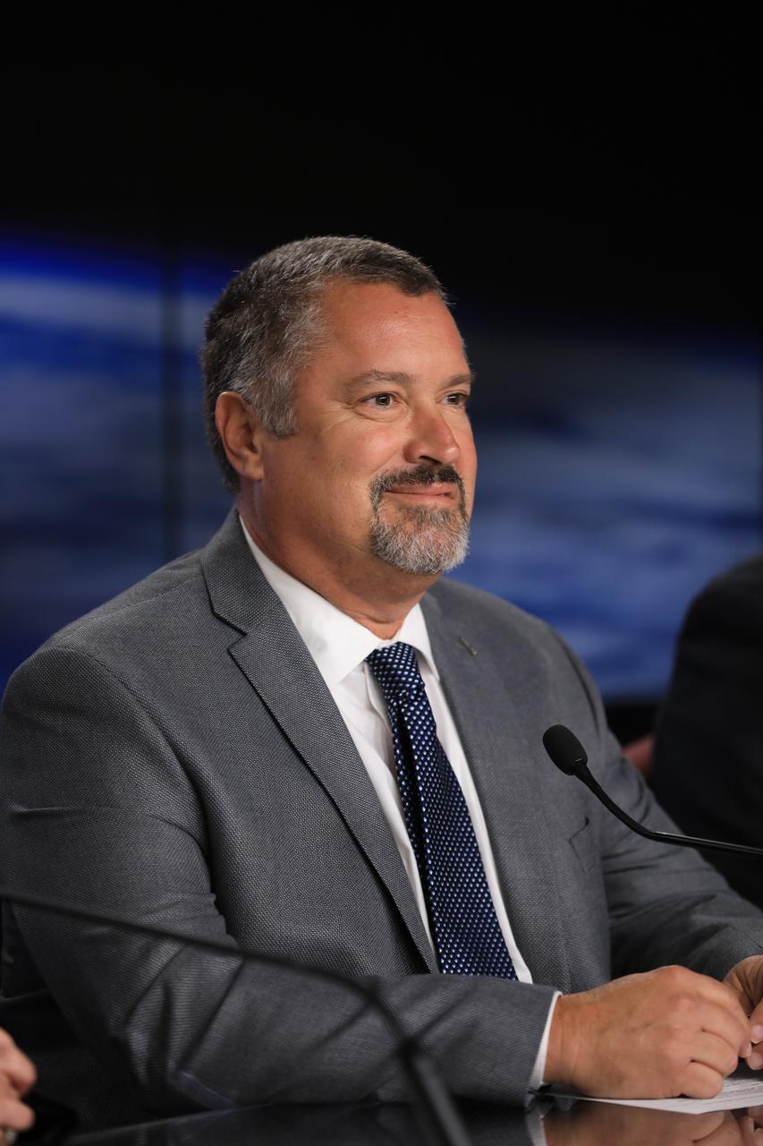 At Vandenberg Air Force Base in California, Omar Baez, NASA launch director, speaks to members of the media at a prelaunch news conference for the Joint Polar Satellite System-1, or JPSS-1. Built by Ball Aerospace and Technologies Corp. of Boulder, Colorado, JPSS is the first in a series four next-generation environmental satellites in a collaborative program between the NOAA and NASA. Liftoff atop a United Launch Alliance Delta II rocket is scheduled to take place from Vandenberg's Space Launch Complex 2 at 1:47 a.m. PST (4:47 a.m. EST), on Nov. 14, 2017.