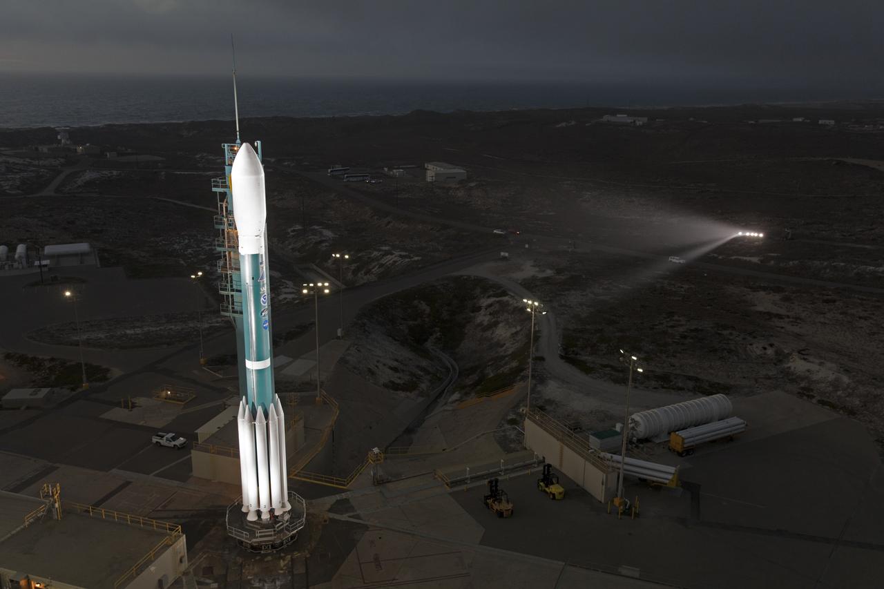 At Vandenberg Air Force Base in California, the gantry rolls back at Space Launch Complex 2 in preparation for the liftoff of the Joint Polar Satellite System-1, or JPSS-1, spacecraft. The United Launch Alliance Delta II rocket now is poised to boost the satellite to a polar orbit. Built by Ball Aerospace and Technologies Corp. of Boulder, Colorado, JPSS is the first in a series four next-generation environmental satellites in a collaborative program between NOAA and NASA. The satellite is scheduled to liftoff at 1:47 a.m. PST (4:47 a.m. EST), on Nov. 14, 2017.
