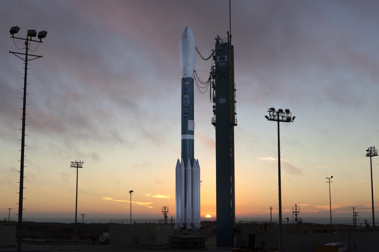 At Vandenberg Air Force Base in California, the gantry rolls back at Space Launch Complex 2 in preparation for the liftoff of the Joint Polar Satellite System-1, or JPSS-1, spacecraft. The United Launch Alliance Delta II rocket now is poised to boost the satellite to a polar orbit. Built by Ball Aerospace and Technologies Corp. of Boulder, Colorado, JPSS is the first in a series four next-generation environmental satellites in a collaborative program between NOAA and NASA. The satellite is scheduled to liftoff at 1:47 a.m. PST (4:47 a.m. EST), on Nov. 14, 2017.