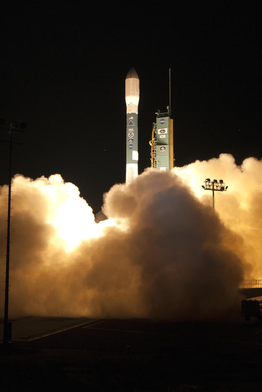 A United Launch Alliance Delta II rocket lifts off from Space Launch Complex 2 at Vandenberg Air Force Base in California carrying the Joint Polar Satellite System-1, or JPSS-1, spacecraft. Built by Ball Aerospace and Technologies Corp. of Boulder, Colorado, JPSS is the first in a series four next-generation environmental satellites in a collaborative program between NOAA and NASA. JPSS-1 will gather measurements of atmospheric, terrestrial and oceanic conditions, including sea and land surface temperatures, vegetation, clouds, rainfall, snow and ice cover, fire locations, atmospheric temperature, water vapor and ozone. Liftoff was at 1:47 a.m. PST (4:47 a.m. EST), Nov. 18, 2017.
