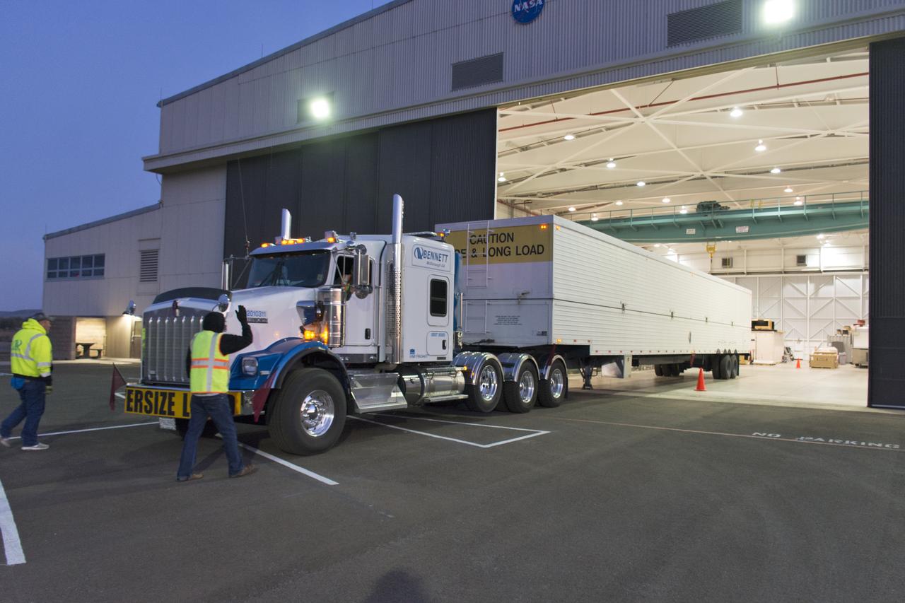 The United Launch Alliance Delta II second stage arrives at NASA's Building 1555 at Vandenberg Air Force Base in California. It will be offloaded and prepared for transport to the horizontal processing facility at Space Launch Complex-2. NASA's Ice, Cloud and land Elevation Satellite-2 (ICESat-2) will launch later this year on the final Delta II rocket. ICESat-2 will measure the height of a changing Earth, one laser pulse at a time, 10,000 laser pulses a second. The satellite will carry a single instrument, the Advanced Topographic Laser Altimeter System. ICESat-2 will help scientists investigate why, and how much our planet's frozen and icy areas, called the cryosphere, is changing in a warming climate.