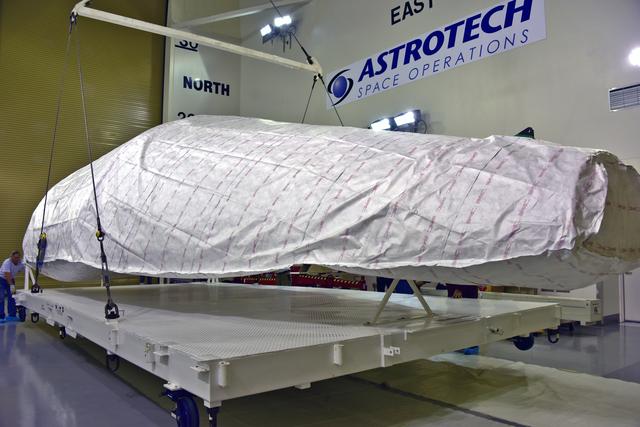 NASA image: InSight Atlas V Fairing Arrival, Offload, and Unbagging