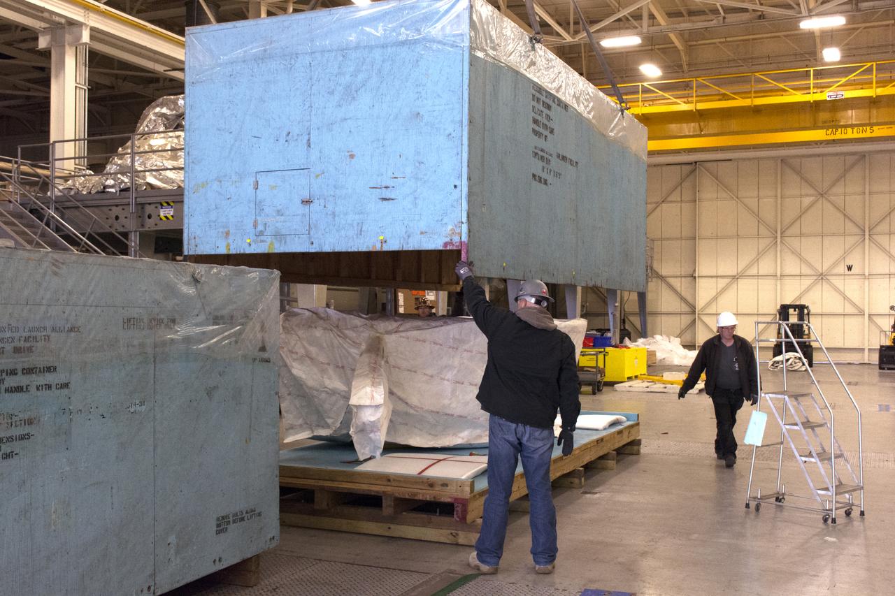 At Vandenberg Air Force Base in California, the boattail adaptor interface that will connect the Centaur upper stage to the payload fairing is offloaded for NASA's upcoming Interior Exploration using Seismic Investigations, Geodesy and Heat Transport, or InSight, mission to land on Mars. InSight will liftoff atop a United Launch Alliance Atlas V rocket to send the spacecraft on the first mission to explore the Red Planet's deep interior. It will investigate processes that shaped the rocky planets of the inner solar system including Earth. Liftoff from Vandenberg is scheduled for May 5, 2018.