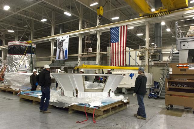 NASA image: InSight Atlas V Boattail Halves Arrival, Offload, Mate 